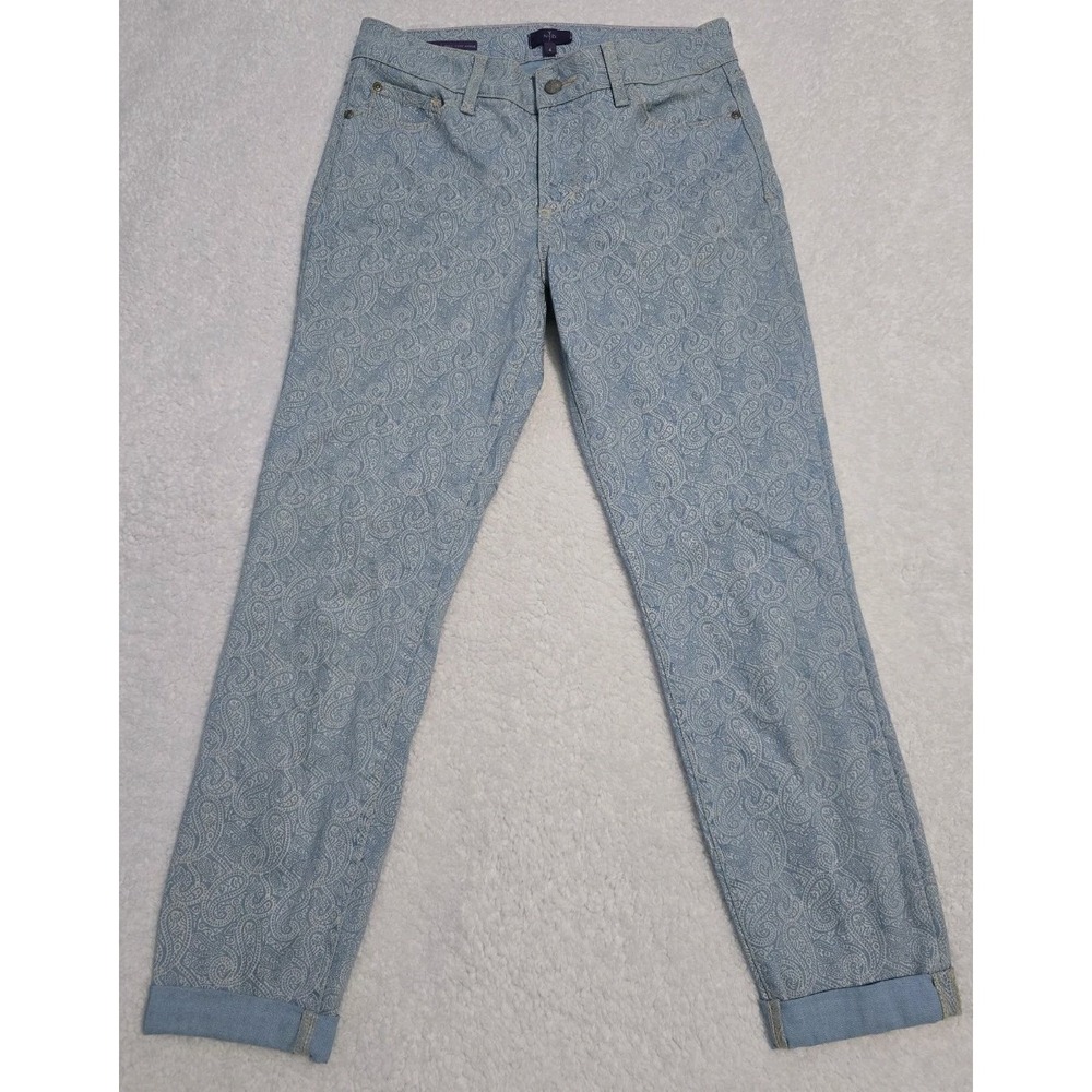 NYDJ Rachel Rolled-Cuff Printed Ankle Jeans Heirloom Paisley Size 4